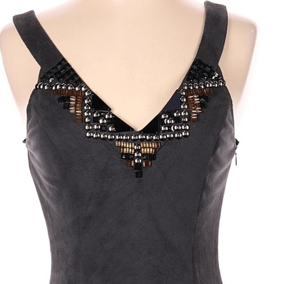 Bebe Addiction Collection Jeweled Grey Fitted Cocktail Party Dress Size Small S - Picture 2 of 9